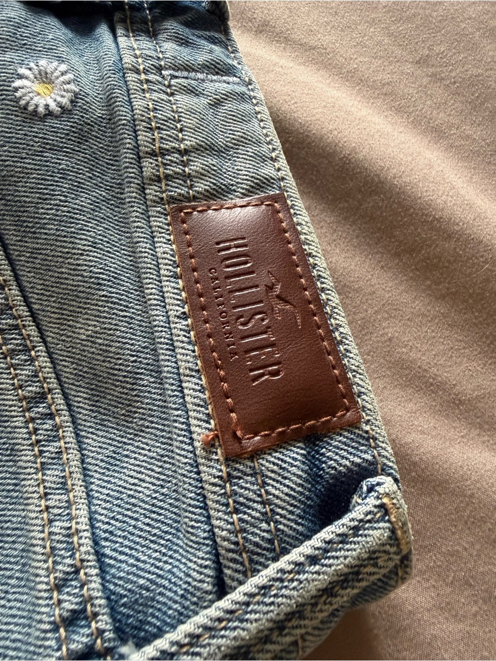Hollister Light Blue Daisy Denim Cutoff Shorts - Picture 3 of 6
